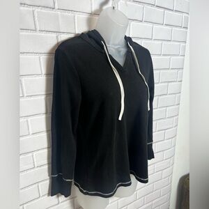 KENSIE Sweatshirt Top-Stitching Drawstring Hoodie
Black, Size: L